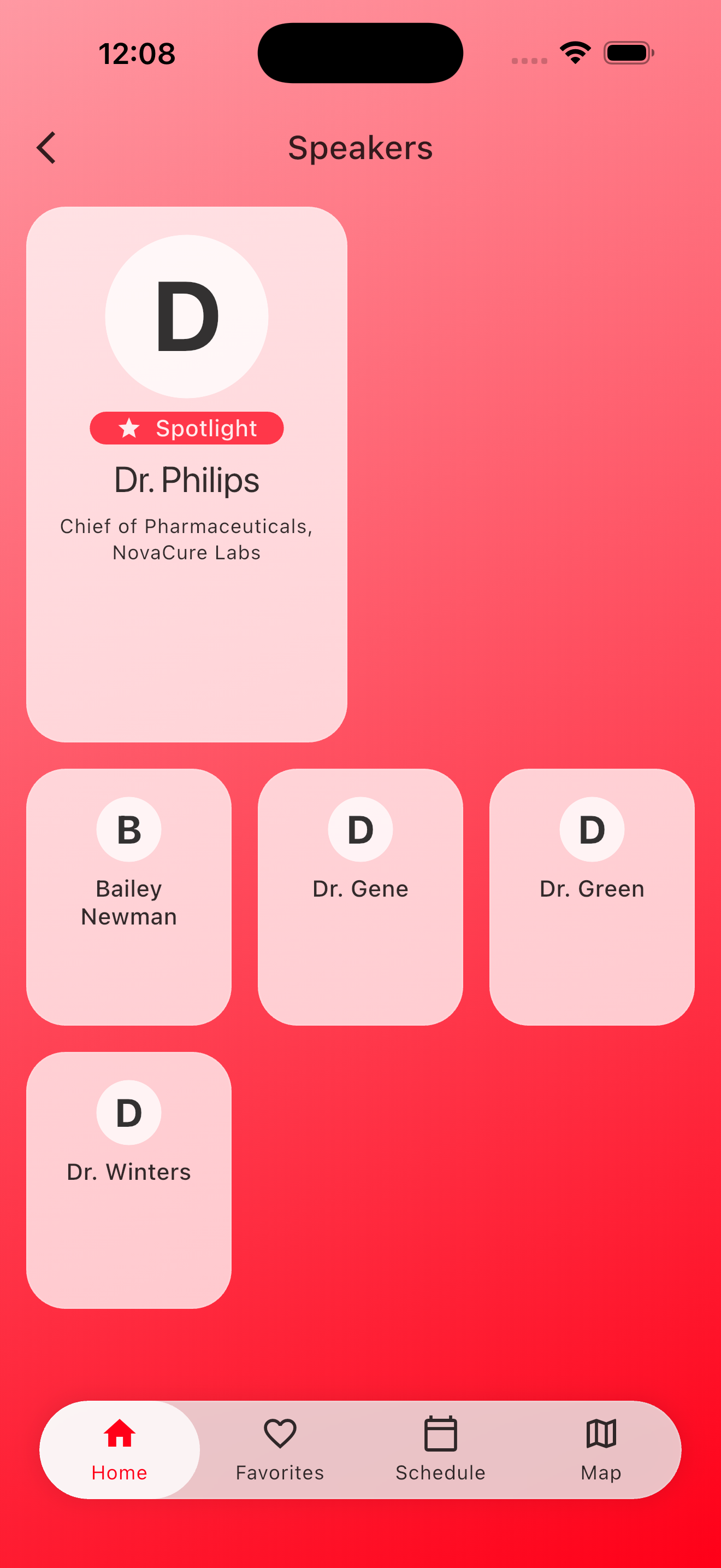 Venvi speaker list screen