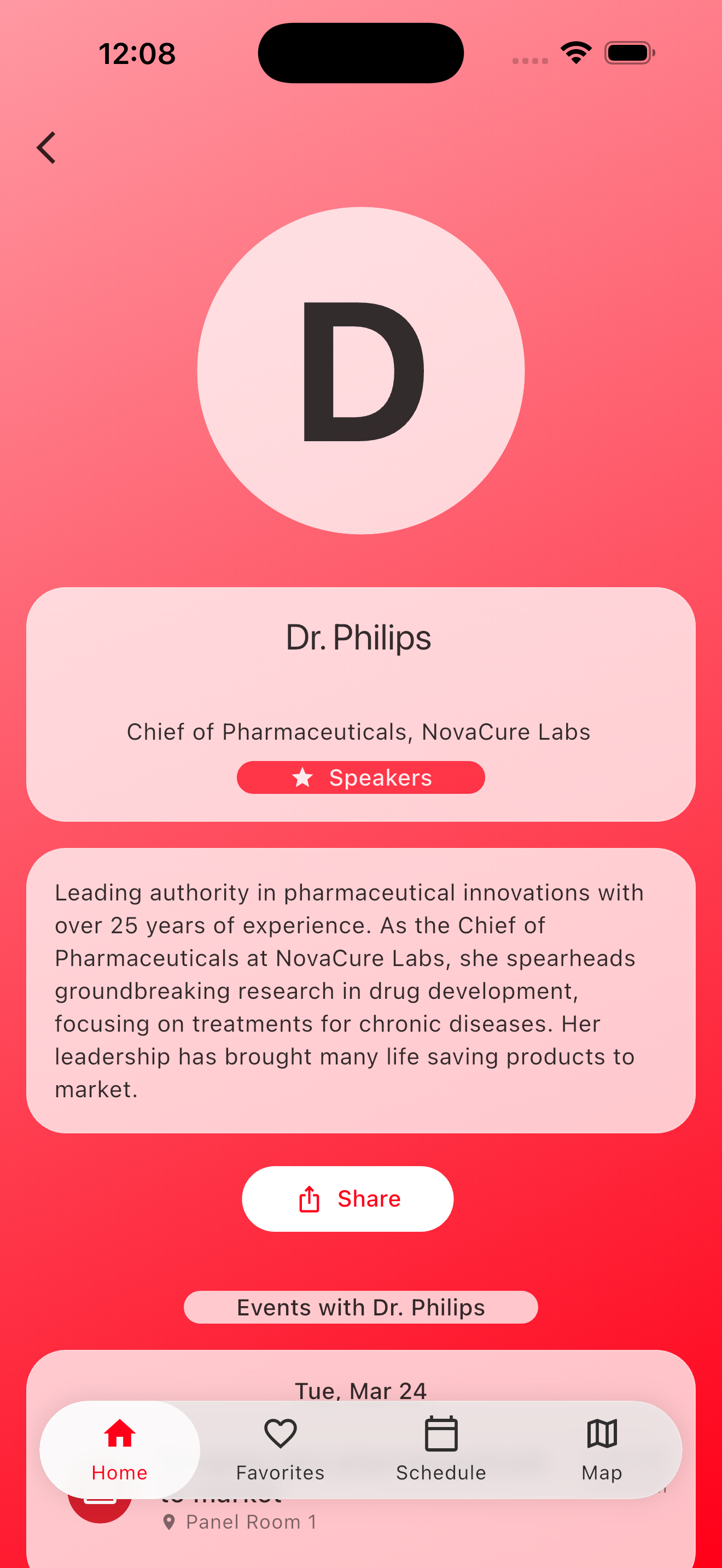Venvi speaker profile screen
